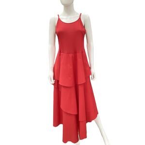 Free People Dress Women’s Size L Long Adjustable Spaghetti Straps Ruffled Bottom